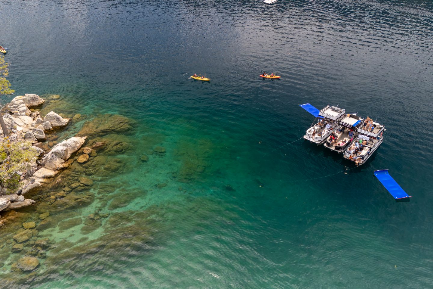 emerald water on a lake tahoe boat day